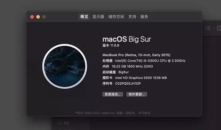 松下 CFSX4-1 i5-5300U黑苹果安装EFI OC7.9 BIG SUR 11.6.8